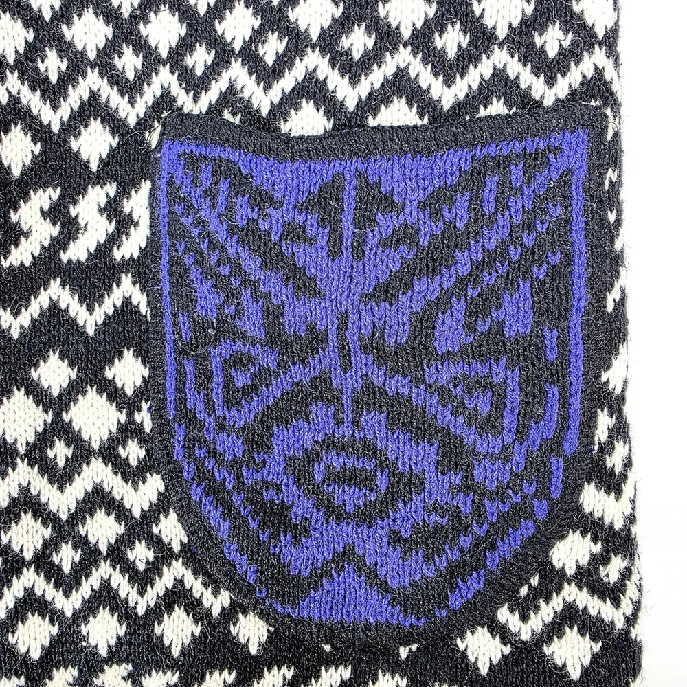 Statement Artwear Pasta Knit Cardigan Women’s Medium Fair Isle Patchwork